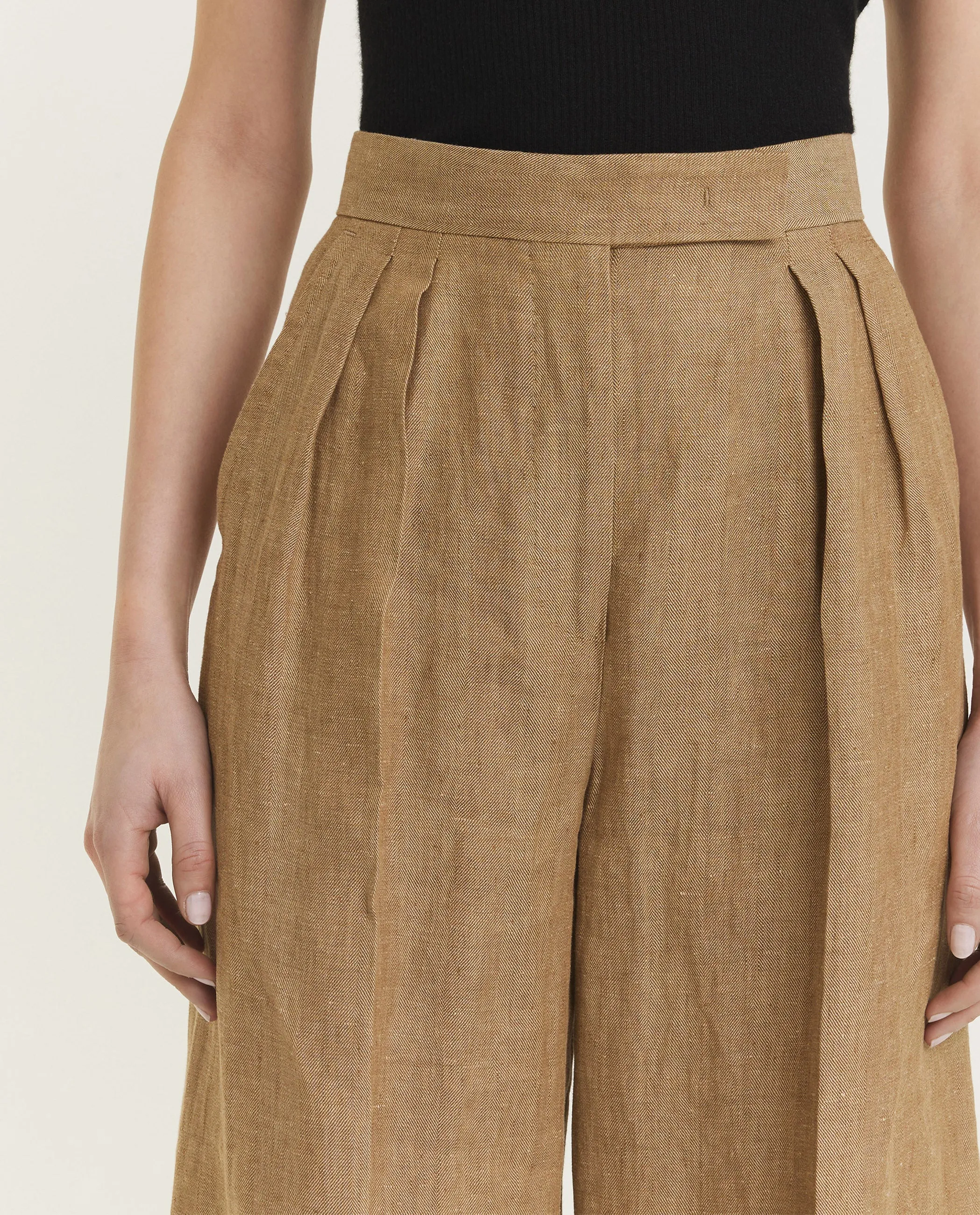 Linnen Visgraat Broek - Lichtbruin sold by Pauw Amsterdam product image thumbnail 5