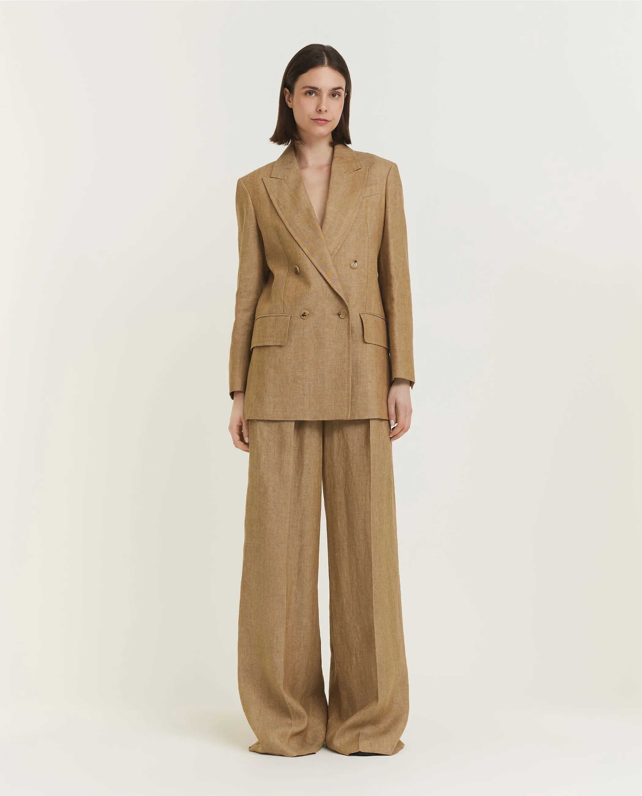 Linnen Visgraat Broek - Lichtbruin sold by Pauw Amsterdam