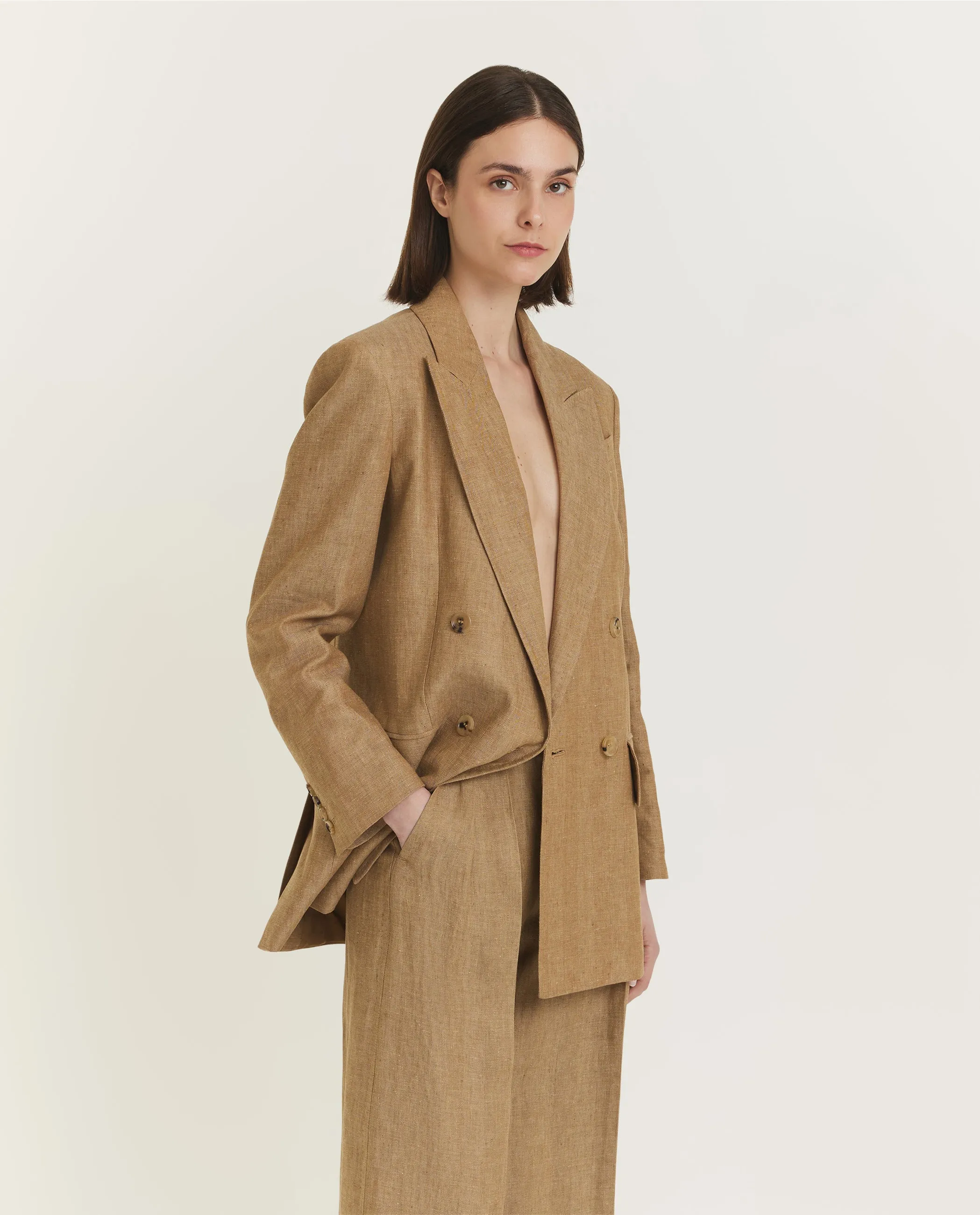 Olimpia Linnen Jasje - Lichtbruin sold by Pauw Amsterdam product image thumbnail 4