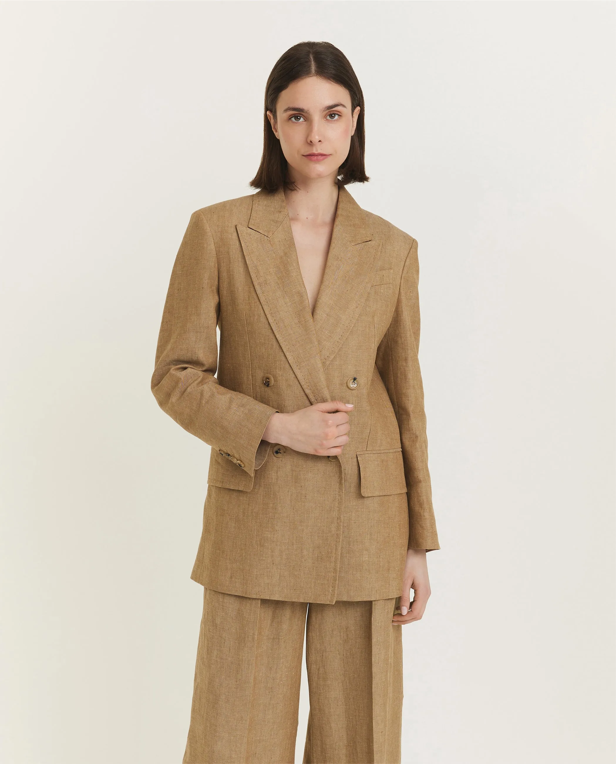 Olimpia Linnen Jasje - Lichtbruin sold by Pauw Amsterdam