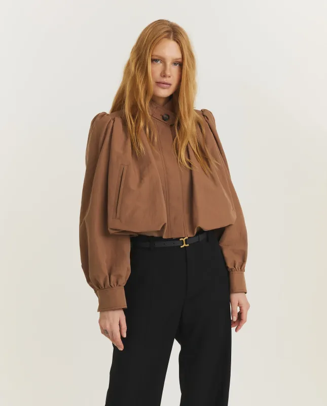 Gathered Boule Jasje - offline only - Bruin sold by Pauw Amsterdam