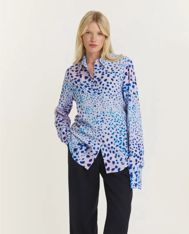 Patroon Blouse - Lichtblauw made by Dries Van Noten