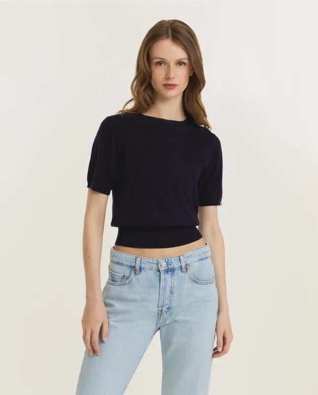 Korte Mouwen Sweater - Donkerblauw sold by Pauw Amsterdam