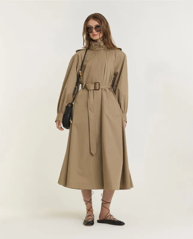 Lange Katoenen Trenchcoat - offline only - Lichtbruin sold by Pauw Amsterdam