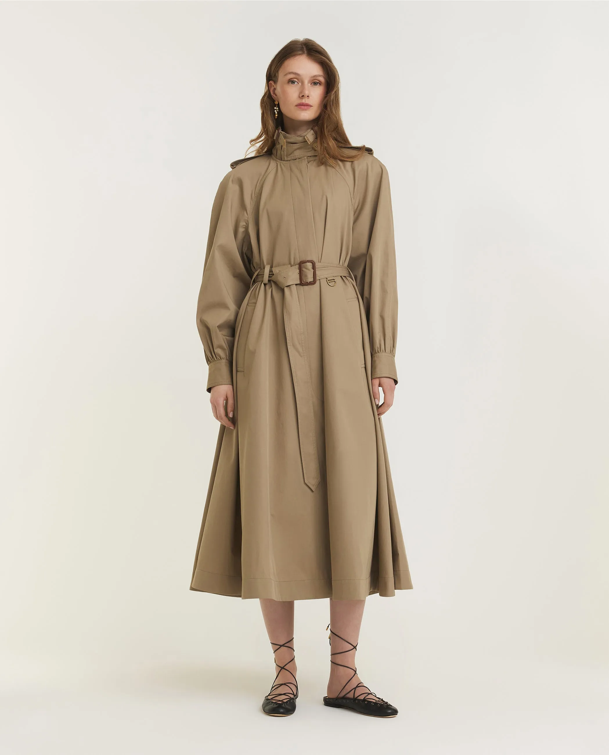 Lange Katoenen Trenchcoat - offline only - Lichtbruin sold by Pauw Amsterdam product image thumbnail 3