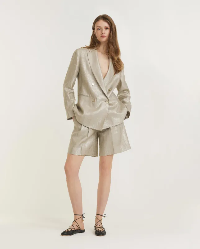 Metallic Linen Shorts - Zilver sold by Pauw Amsterdam