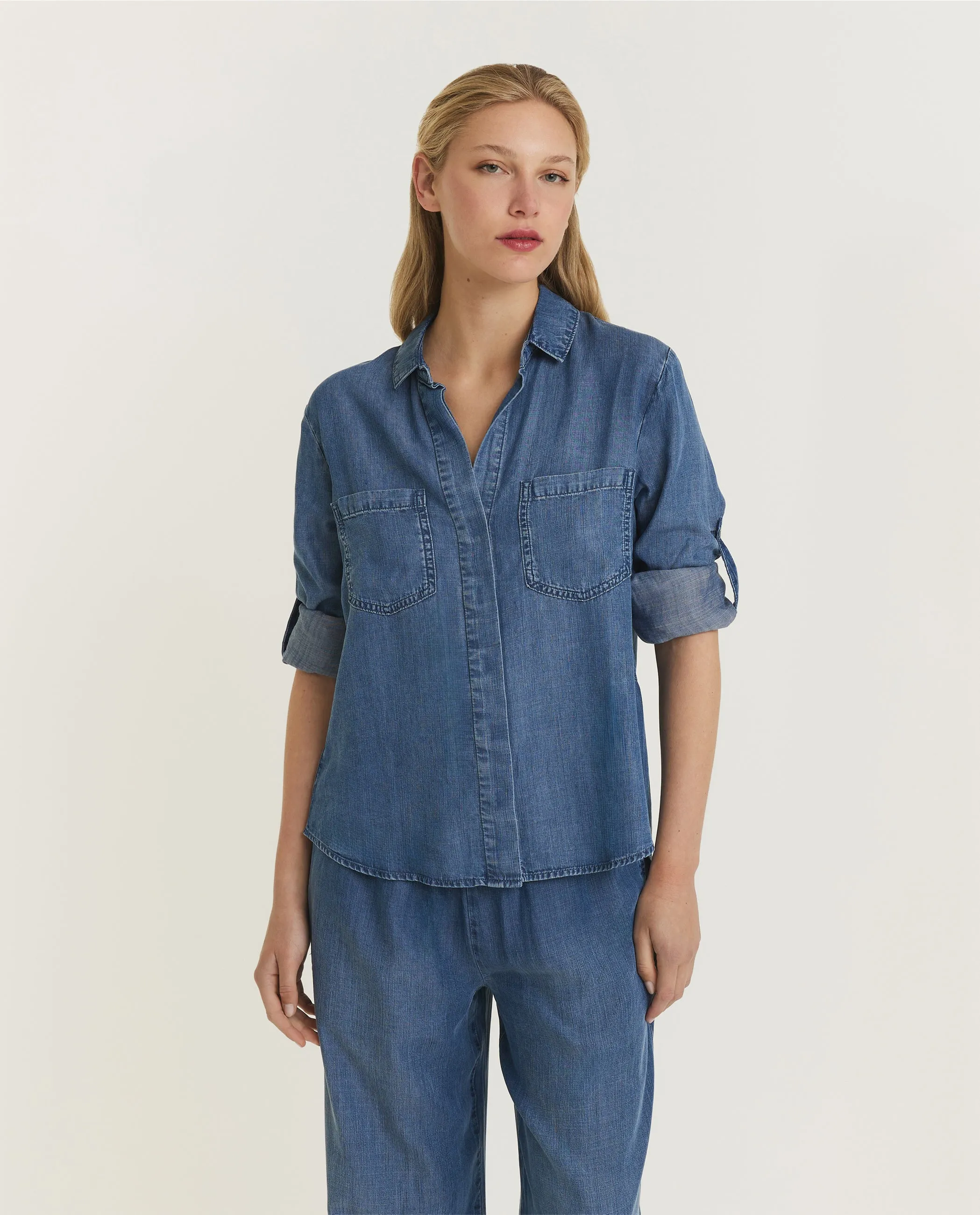 Denim Look Shirt - Blauw sold by Pauw Amsterdam