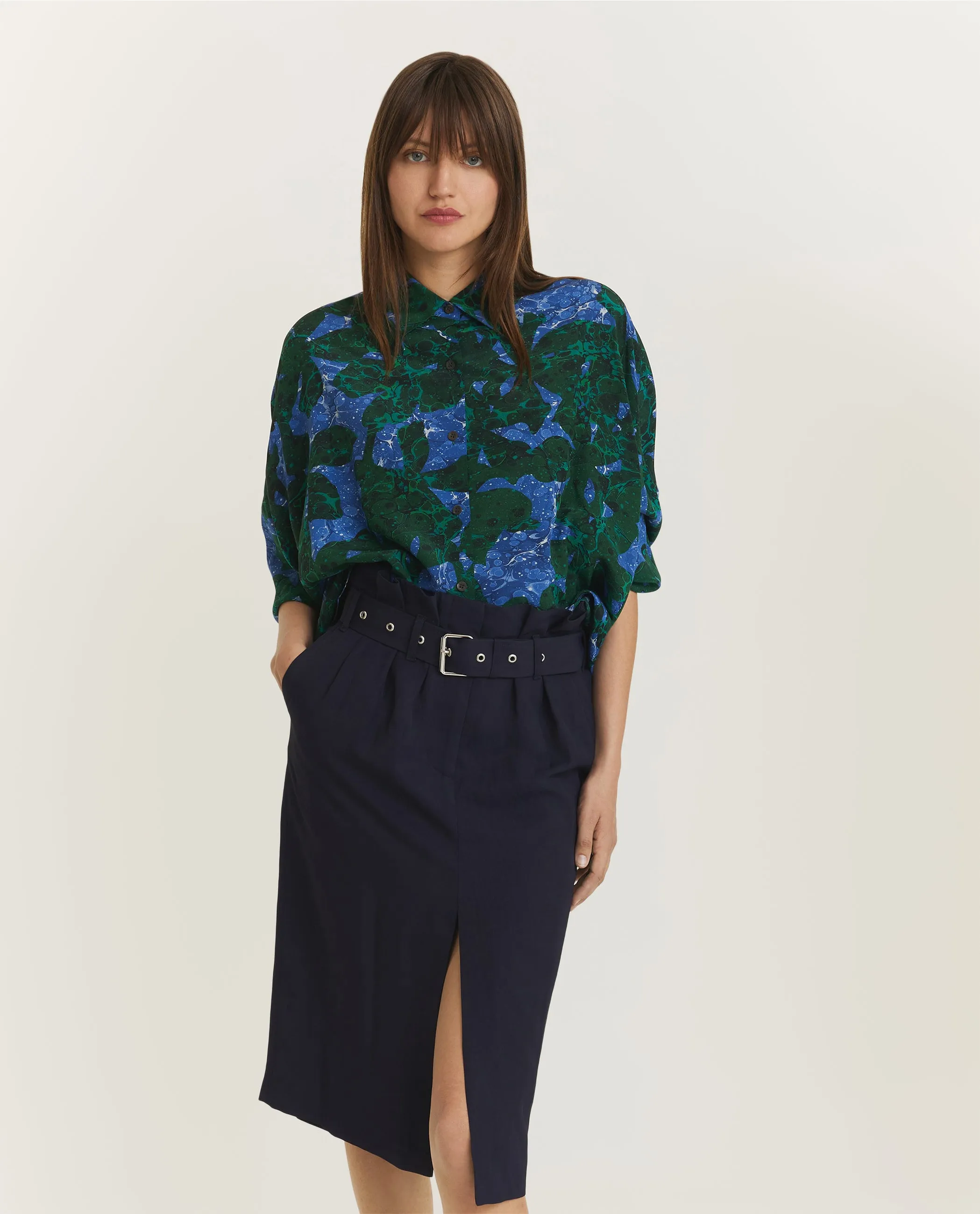 Zijden Bloem Print Blouse - Groen sold by Pauw Amsterdam
