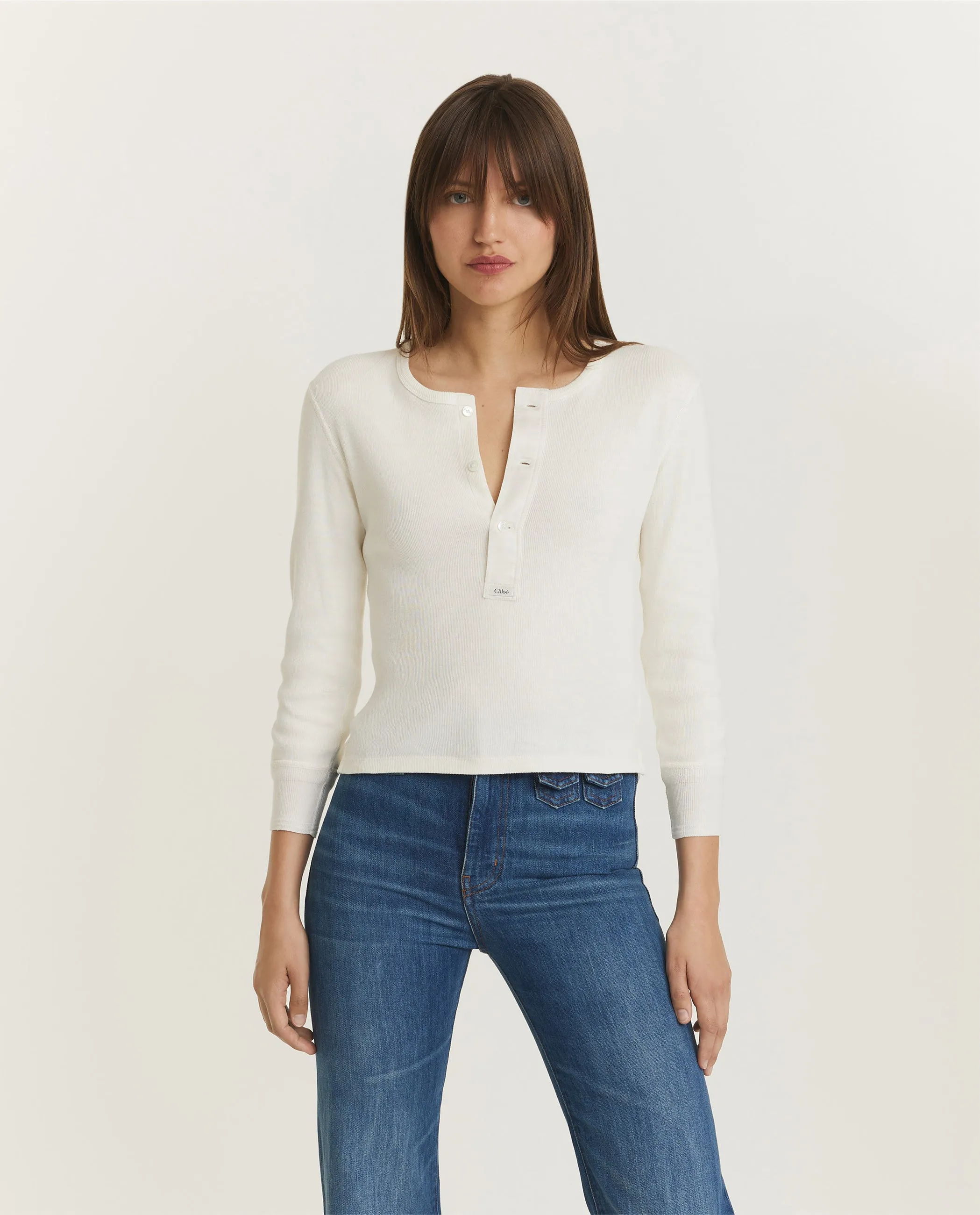 Katoenen Henley - Wit sold by Pauw Amsterdam