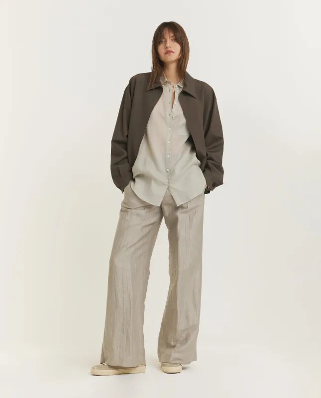 Linnen Crêpe Look Broek - Lichtgrijs sold by Pauw Amsterdam