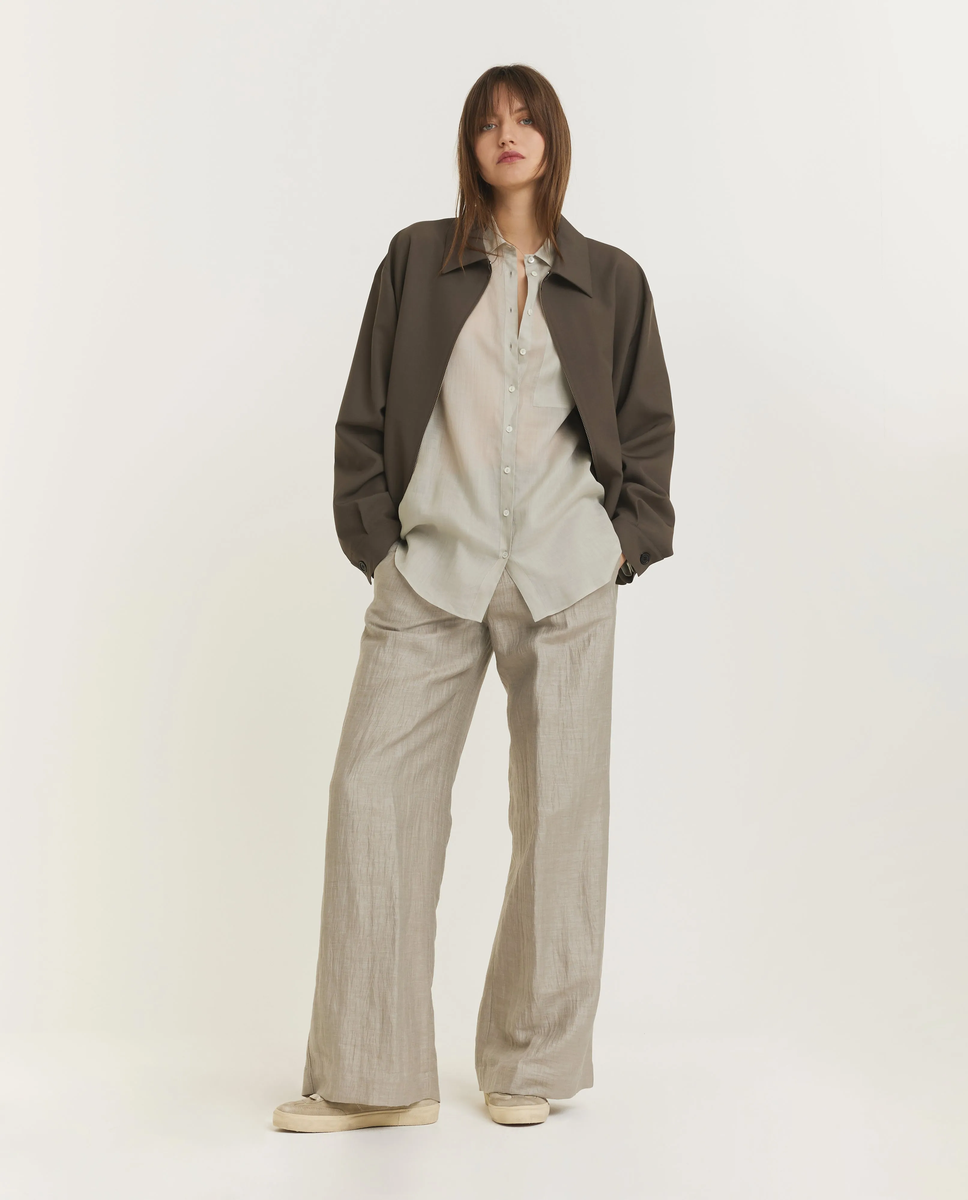 Linnen Crêpe Look Broek - Lichtgrijs sold by Pauw Amsterdam