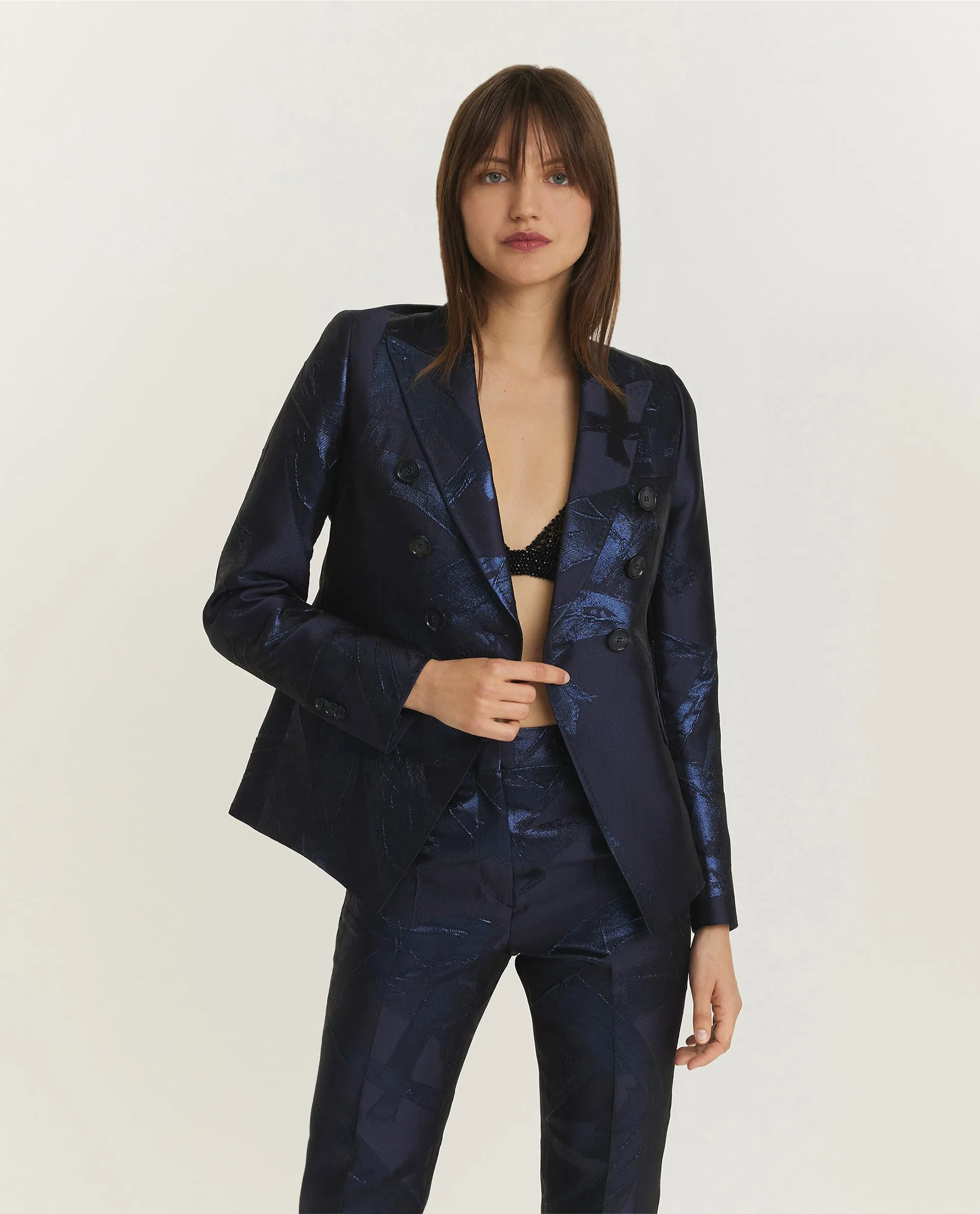 Metallic Brush Blazer - Donkerblauw sold by Pauw Amsterdam