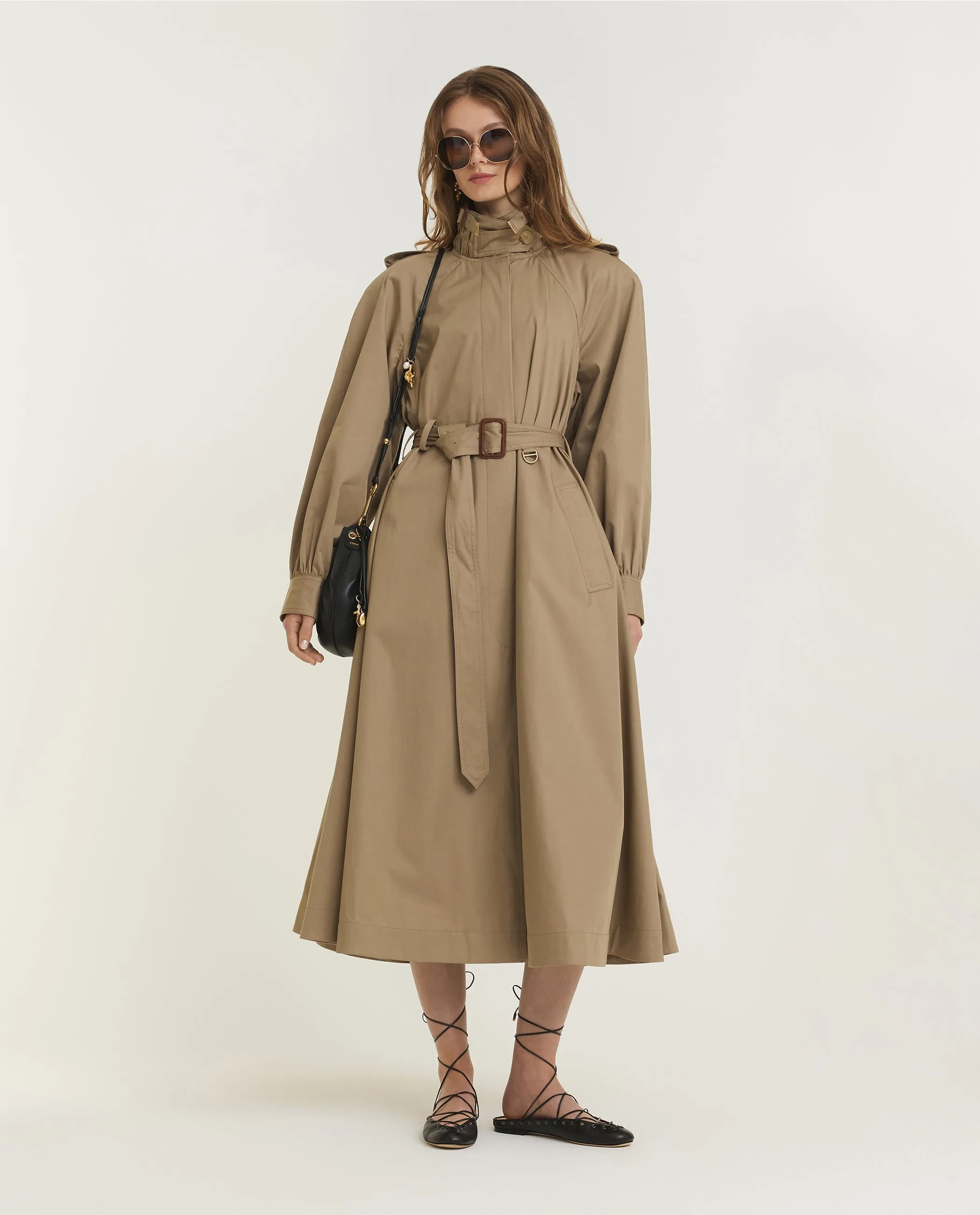 Lange Katoenen Trenchcoat - Lichtbruin sold by Pauw Amsterdam