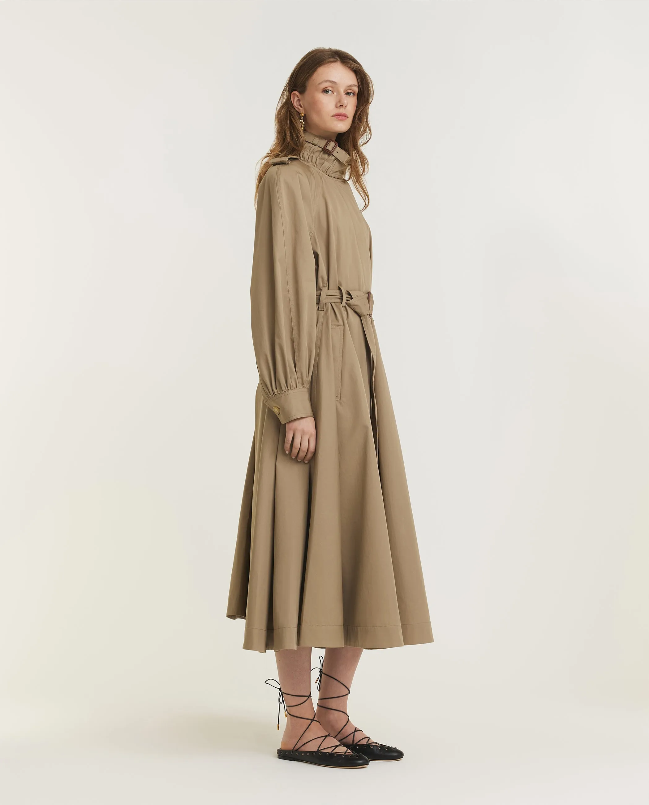 Lange Katoenen Trenchcoat - Lichtbruin sold by Pauw Amsterdam product image thumbnail 4