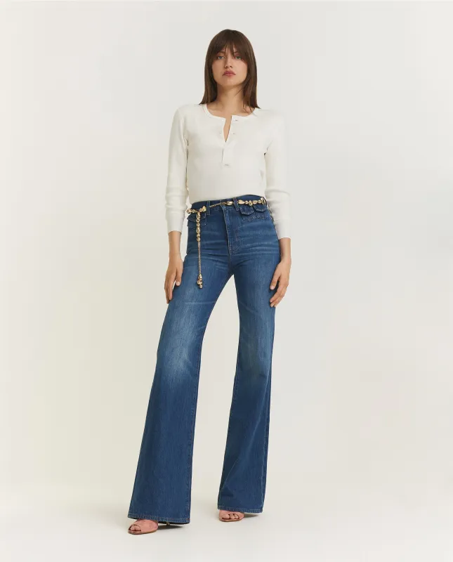 High Rise Flared Jeans  - Blauw sold by Pauw Amsterdam