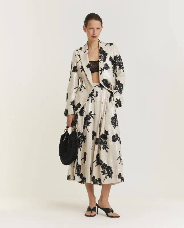 Pailletten Bloem Rok - Ecru sold by Pauw Amsterdam
