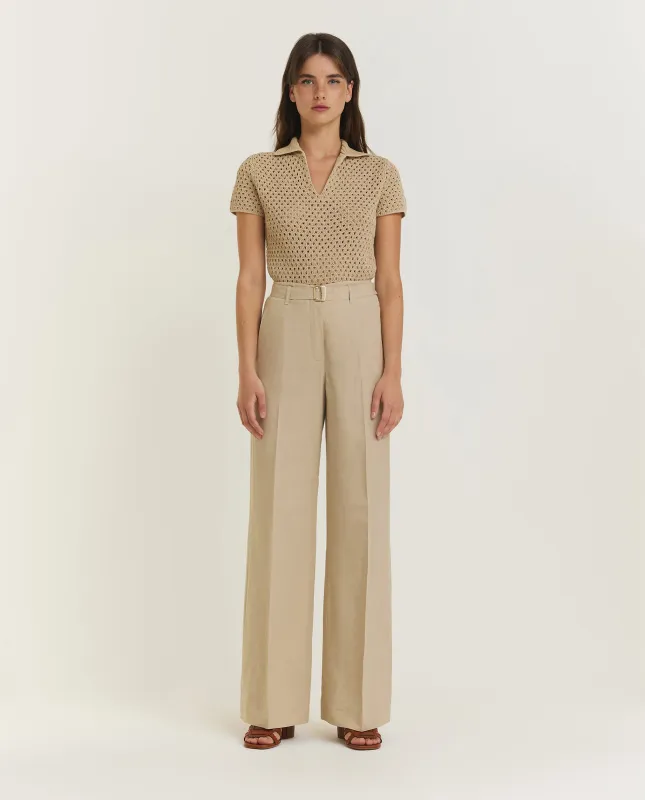 Linen Mix Broek - Lichtbruin sold by Pauw Amsterdam