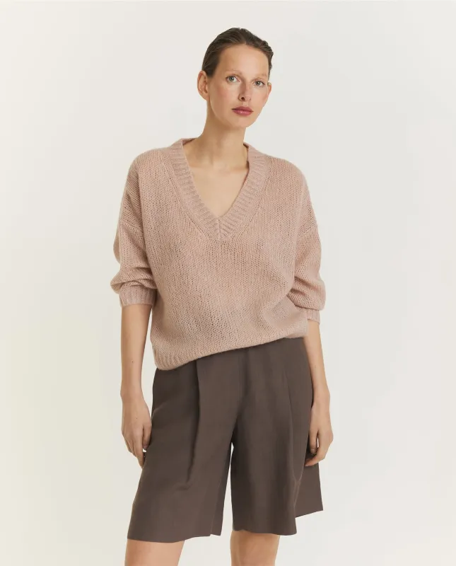 Cashmere Zijden V-hals Trui - Roze sold by Pauw Amsterdam