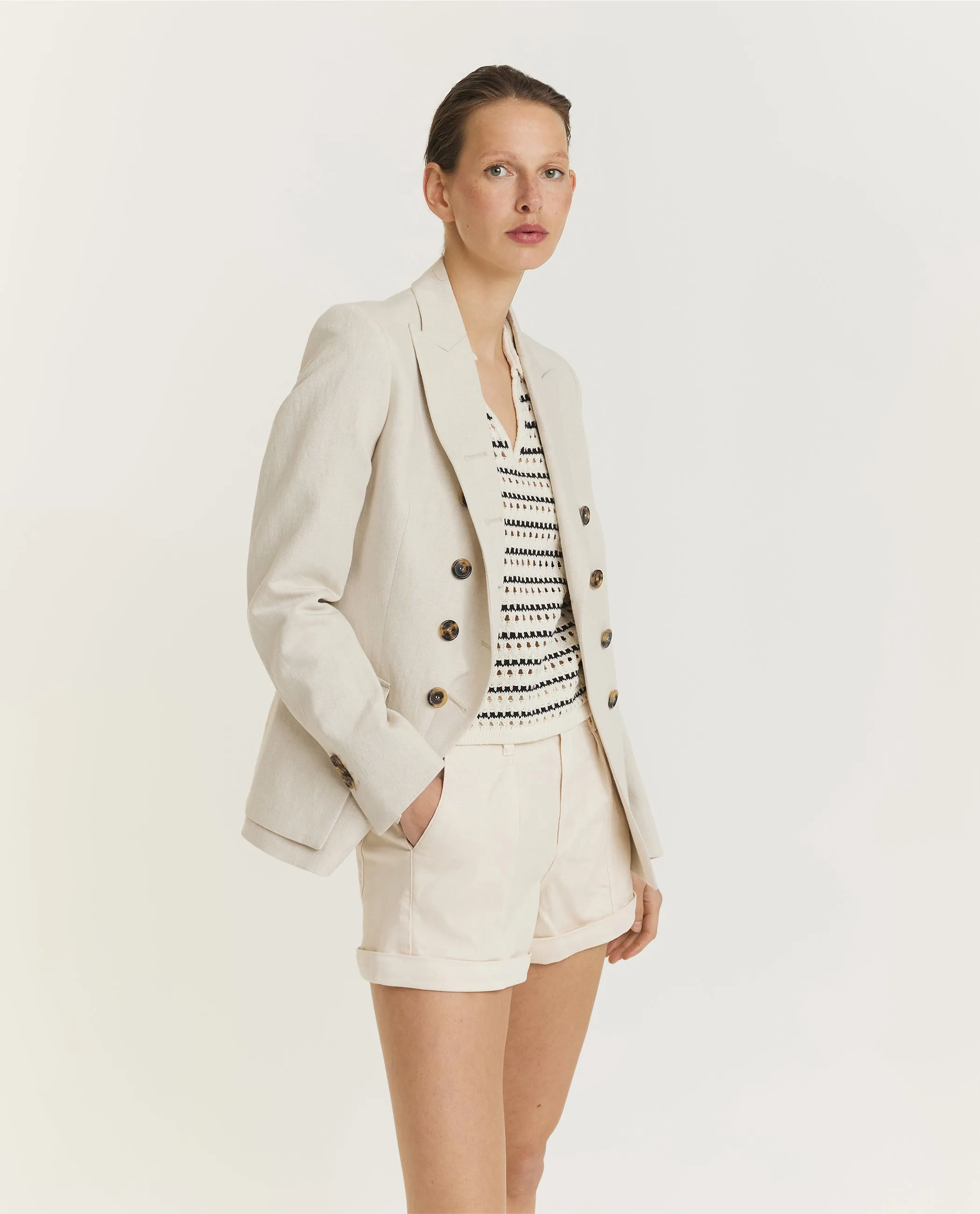 Katoen Linnen Blazer - Ecru sold by Pauw Amsterdam product image thumbnail 2