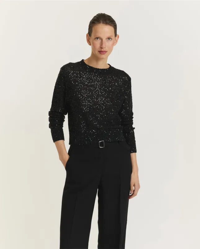 Luxury Sequin Top - Zwart made by Brunello Cucinelli