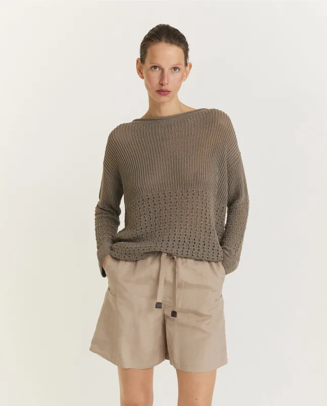 Open Gewoven Top - Lichtbruin sold by Pauw Amsterdam