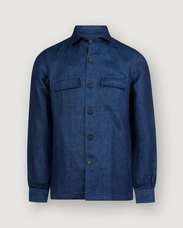 Linnen Overshirt - Blauw sold by Pauw Amsterdam