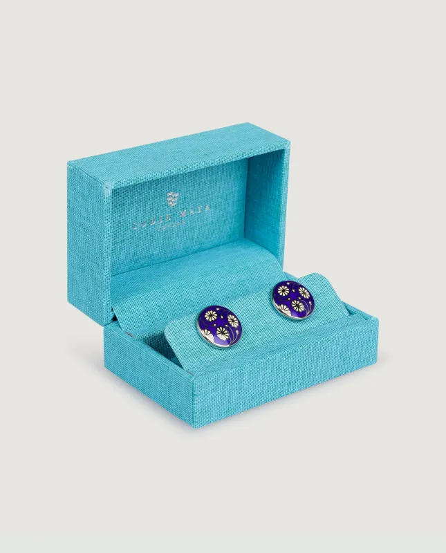 Daisy Manchetknopen - Donkerblauw sold by Pauw Amsterdam