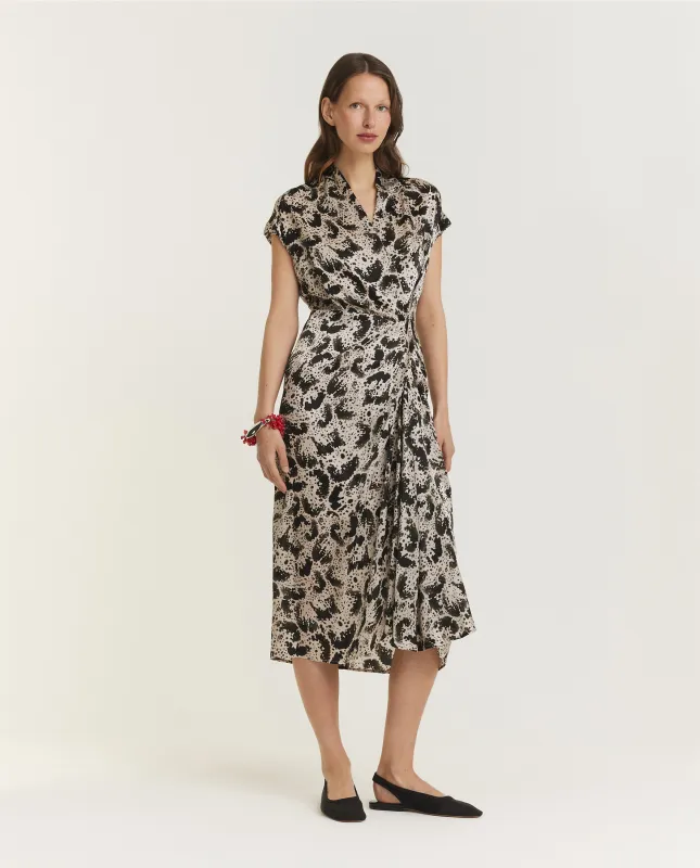 Zijden Jurk met Patroon - Zwart sold by Pauw Amsterdam