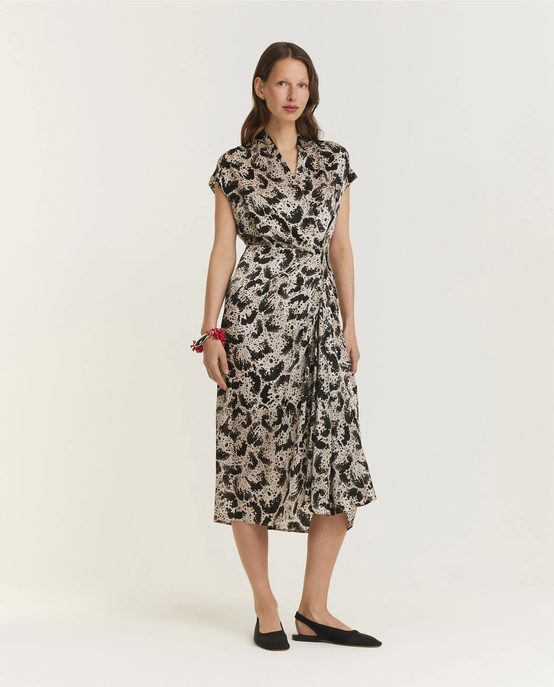 Zijden Jurk met Patroon - Zwart sold by Pauw Amsterdam