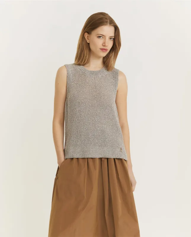 Mouwloze Glitter Top - Lichtgrijs sold by Pauw Amsterdam