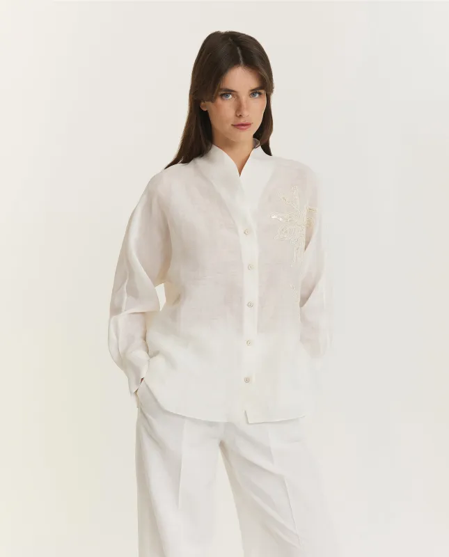 Linnen Zijde Blouse - Ecru sold by Pauw Amsterdam