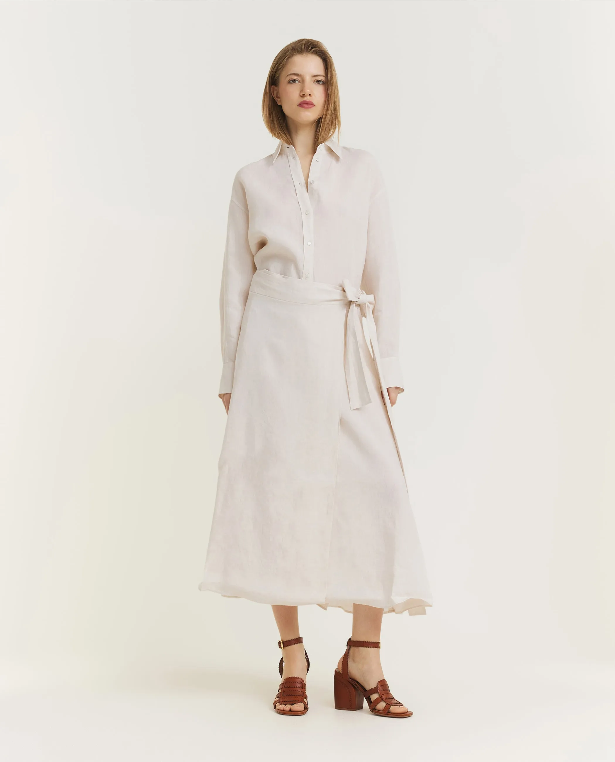 Linnen Strik Rok - Ecru sold by Pauw Amsterdam