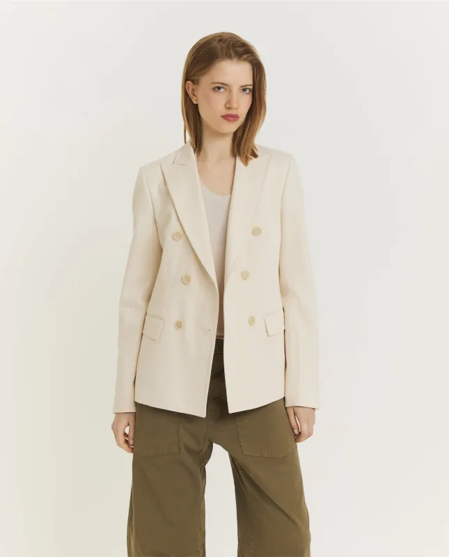 Katoenen Double-Breasted Blazer - Ecru sold by Pauw Amsterdam