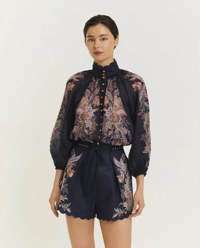 Rhiannon Billow Blouse - Donkerblauw sold by Pauw Amsterdam