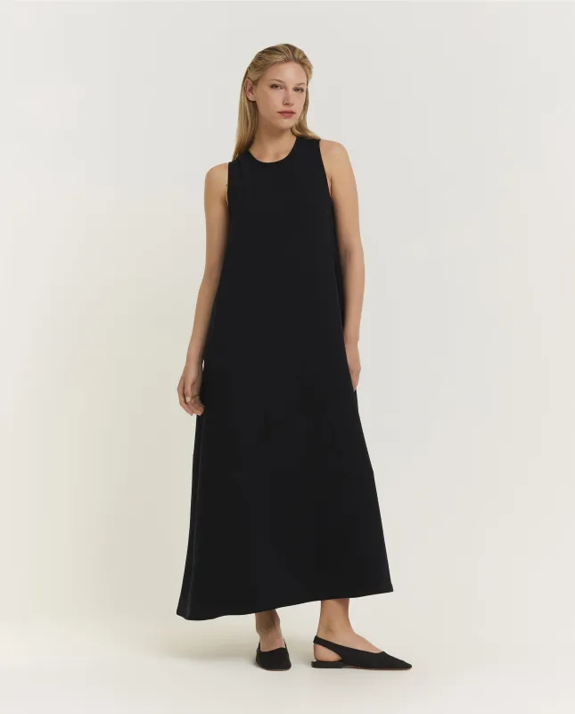 Mouwloze Trapeze Jurk - Donkerblauw sold by Pauw Amsterdam