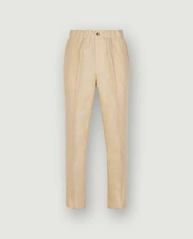 Linnen Geplooide Broek - Lichtbruin sold by Pauw Amsterdam