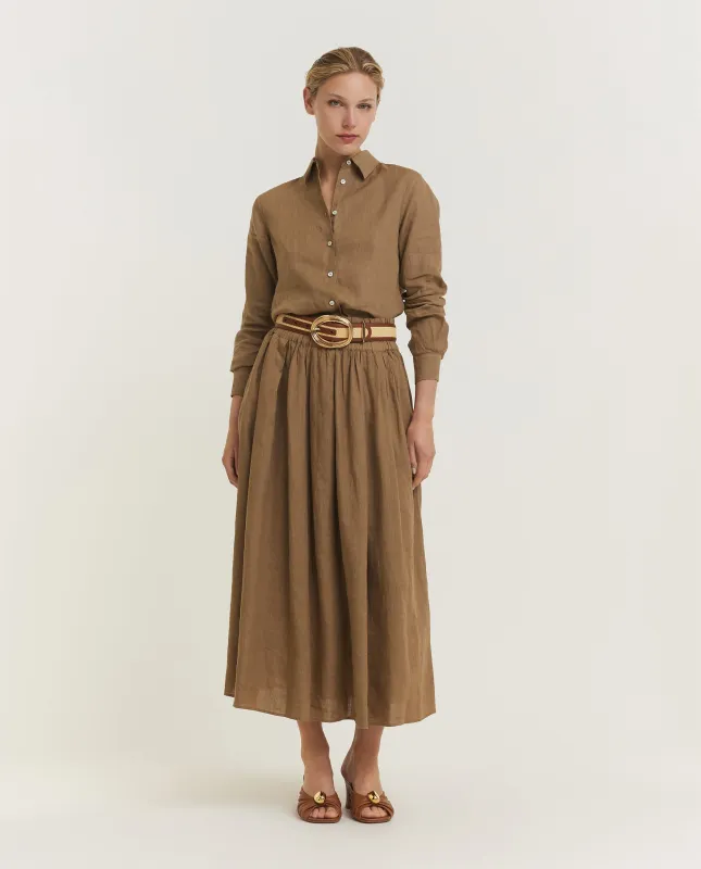 Linnen Rok - Bruin sold by Pauw Amsterdam