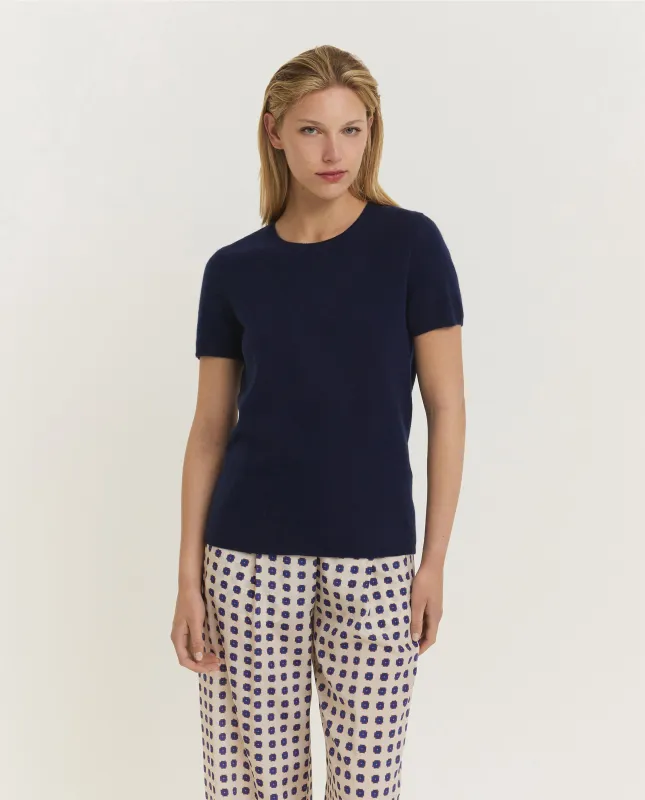 Cashmere T-shirt - Donkerblauw sold by Pauw Amsterdam