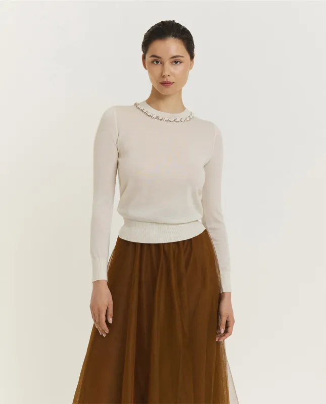 Illuminate Embellished Trui - Ecru sold by Pauw Amsterdam