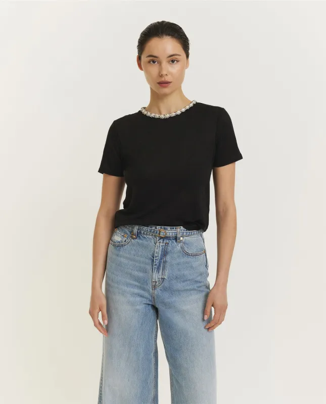 Illuminate Embellished T-Shirt - Zwart sold by Pauw Amsterdam