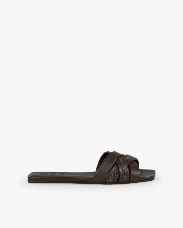 Leren slippers met monili sold by Pauw Amsterdam