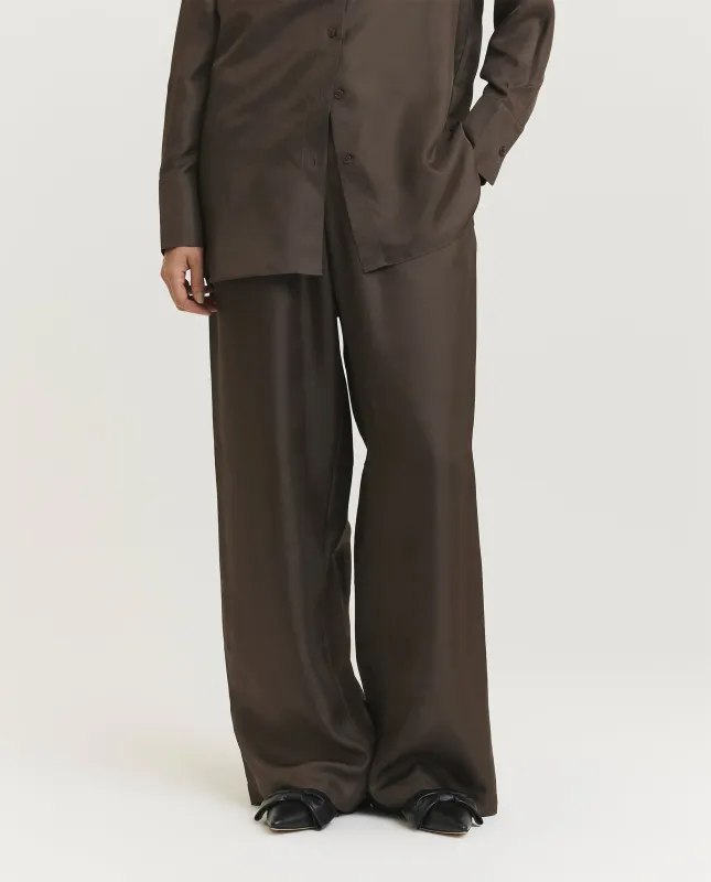 Zijden Wijde Broek - Bruin sold by Pauw Amsterdam