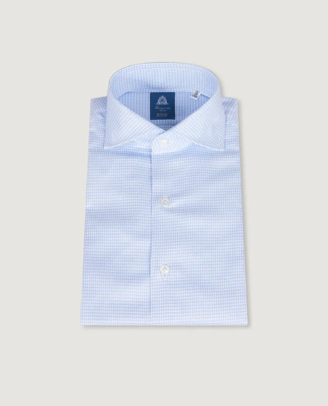 Pied-de-poule Katoenen Shirt - Lichtblauw sold by Pauw Amsterdam