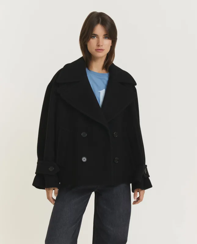 Wollen Peacoat - Zwart sold by Pauw Amsterdam