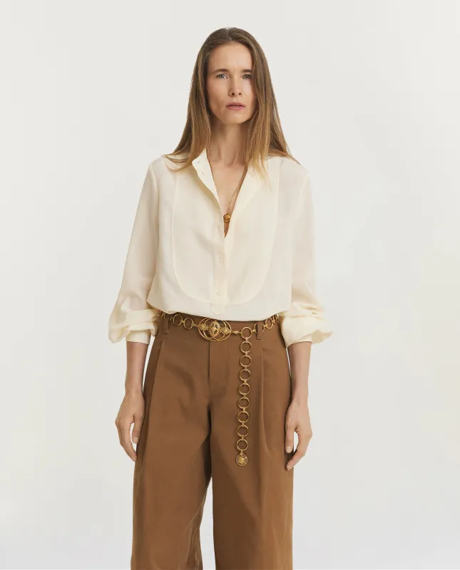 Mandarin Kraag Blouse - Ecru sold by Pauw Amsterdam