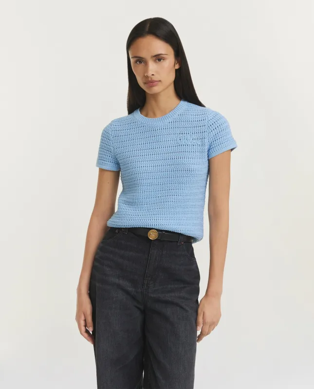 Katoen Crochet Top - Lichtblauw sold by Pauw Amsterdam