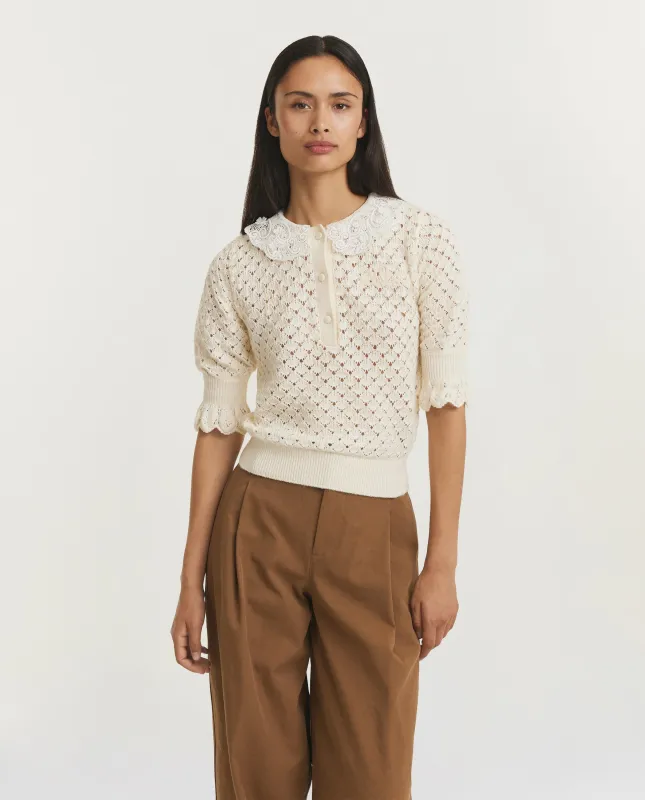 Crochet Poloshirt - Ecru sold by Pauw Amsterdam