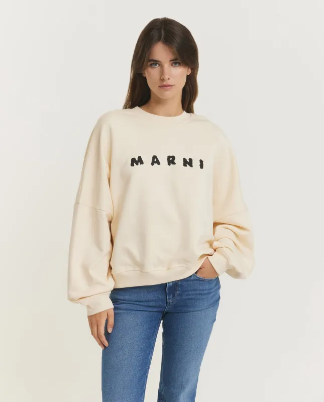 Oversized Katoenen Crewneck - Ecru sold by Pauw Amsterdam