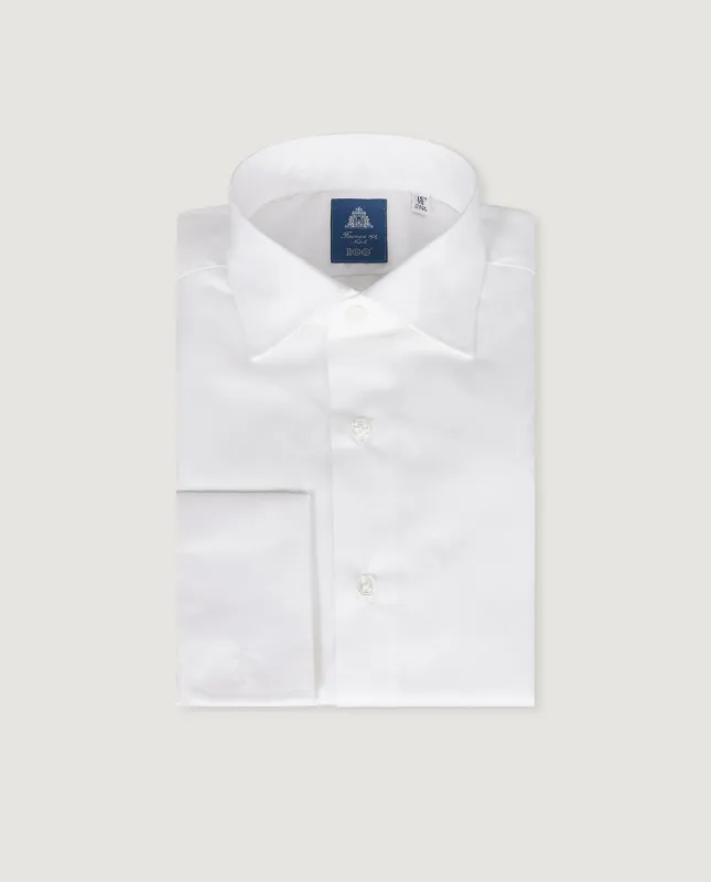 Dubbel Manchet Visgraat Shirt - Wit made by Finamore