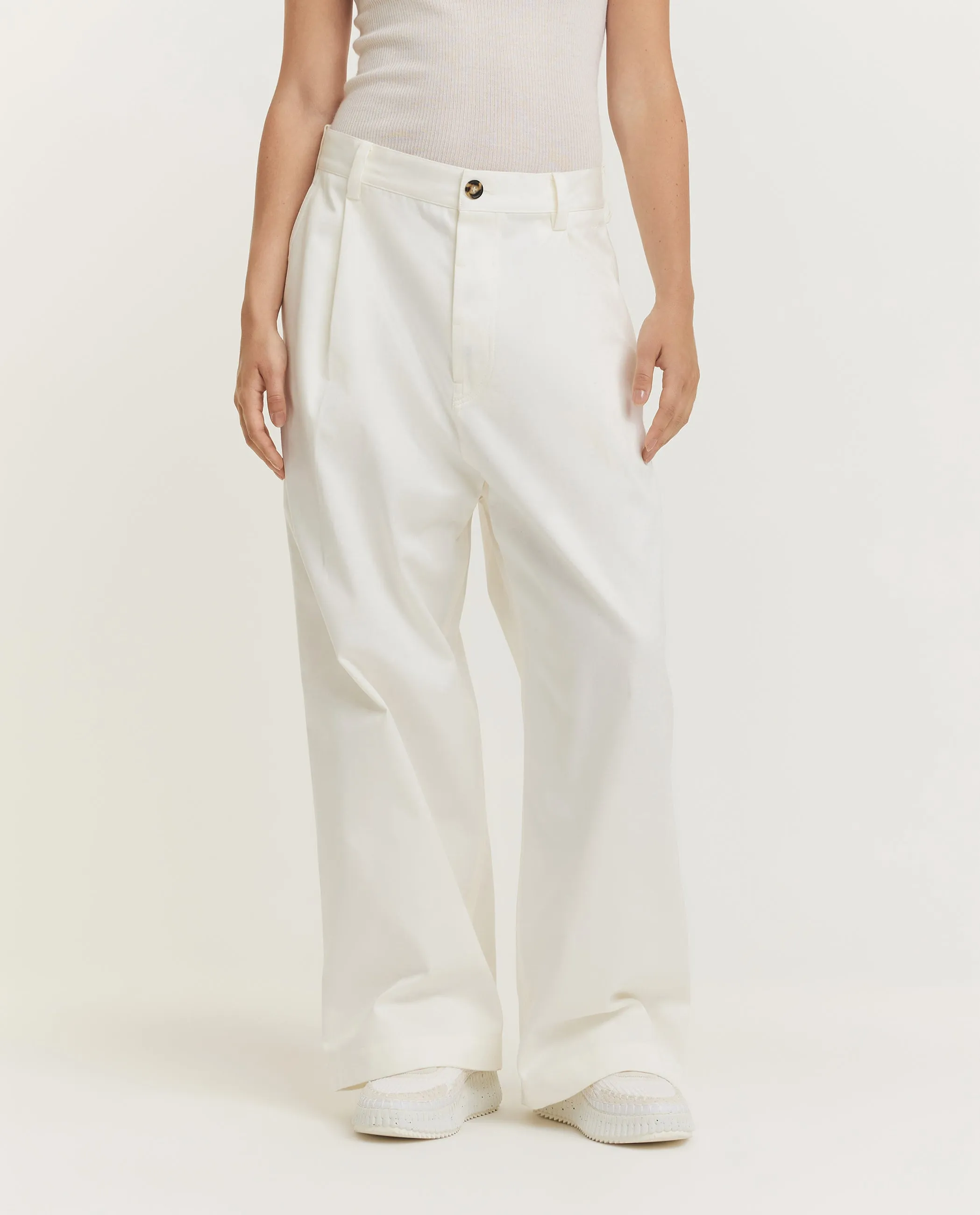 Wijde Katoenen Broek - Wit sold by Pauw Amsterdam product image thumbnail 2